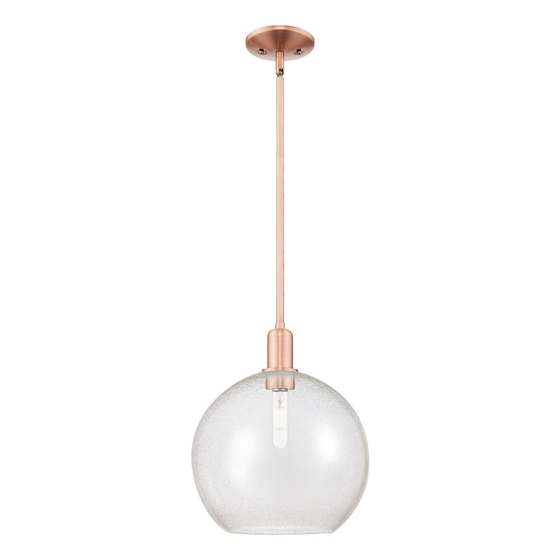 Innovations Athens 12in 1-Light Mini Pendant | Industrial Antique Copper Steel and Seedy Glass | Kitchen Island & Dining Room | Model 716-1S-AC-G124-12