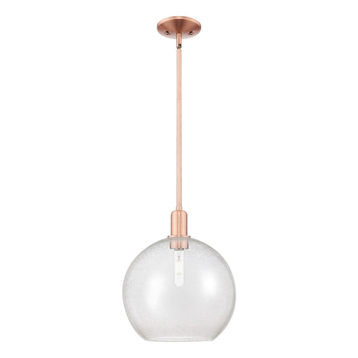 Innovations Athens 12in 1-Light Mini Pendant | Industrial Antique Copper Steel and Seedy Glass | Kitchen Island & Dining Room | Model 716-1S-AC-G124-12