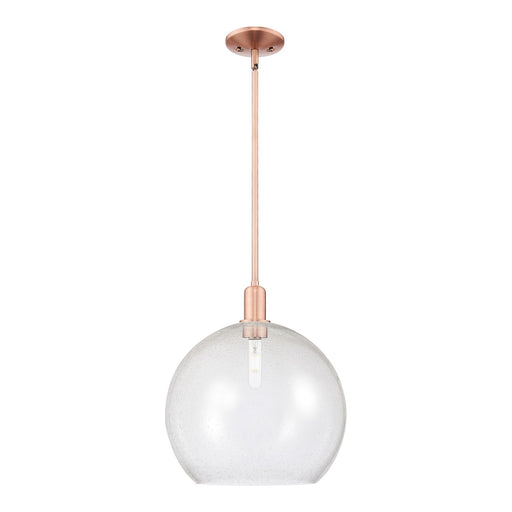 Innovations Athens 14in 1-Light Mini Pendant | Industrial Antique Copper Steel and Seedy Glass | Kitchen Island & Dining Room | Model 716-1S-AC-G124-14