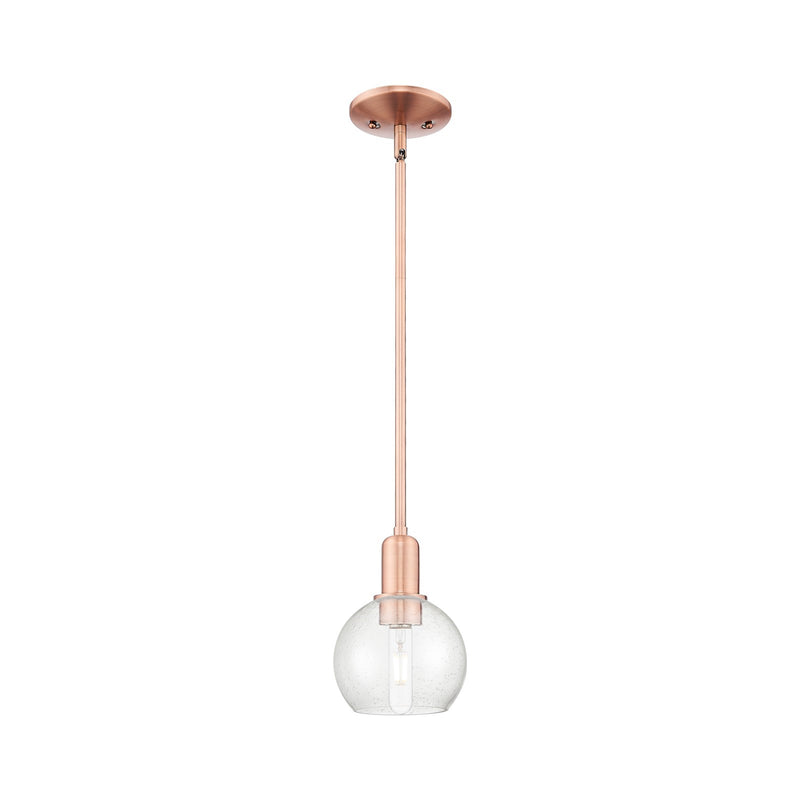 Innovations Athens 6in 1-Light Mini Pendant | Industrial Antique Copper Steel and Seedy Glass | Kitchen Island & Dining Room | Model 716-1S-AC-G124-6