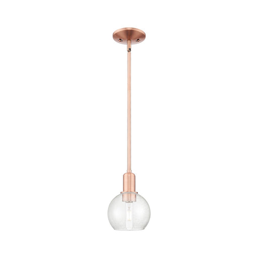 Innovations Athens 6in 1-Light Mini Pendant | Industrial Antique Copper Steel and Seedy Glass | Kitchen Island & Dining Room | Model 716-1S-AC-G124-6