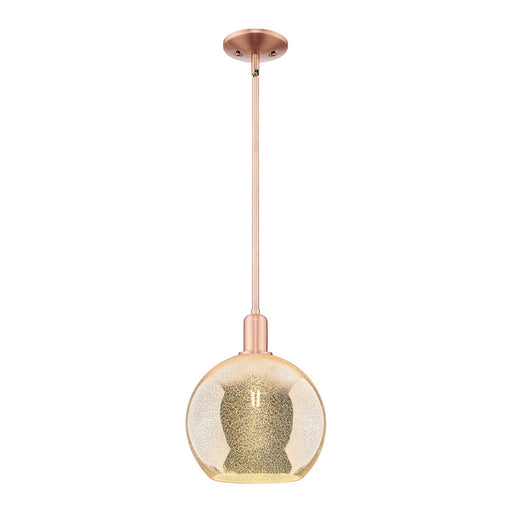 Innovations Athens 10in 1-Light Mini Pendant | Industrial Antique Copper Steel and Mercury Glass | Kitchen Island & Dining Room | Model 716-1S-AC-G128-10