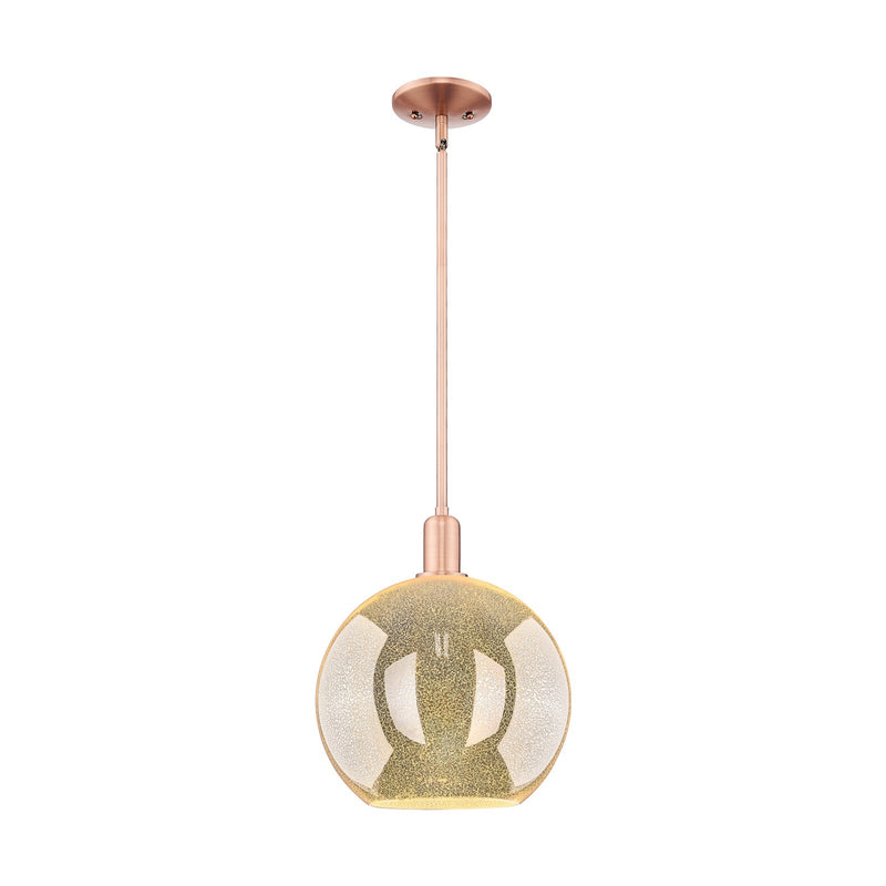 Innovations Athens 12in 1-Light Mini Pendant | Industrial Antique Copper Steel and Mercury Glass | Kitchen Island & Dining Room | Model 716-1S-AC-G128-12