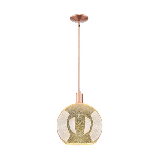 Innovations Athens 12in 1-Light Mini Pendant | Industrial Antique Copper Steel and Mercury Glass | Kitchen Island & Dining Room | Model 716-1S-AC-G128-12