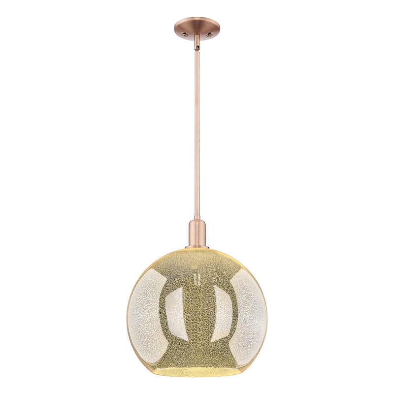 Innovations Athens 14in 1-Light Mini Pendant | Industrial Antique Copper Steel and Mercury Glass | Kitchen Island & Dining Room | Model 716-1S-AC-G128-14