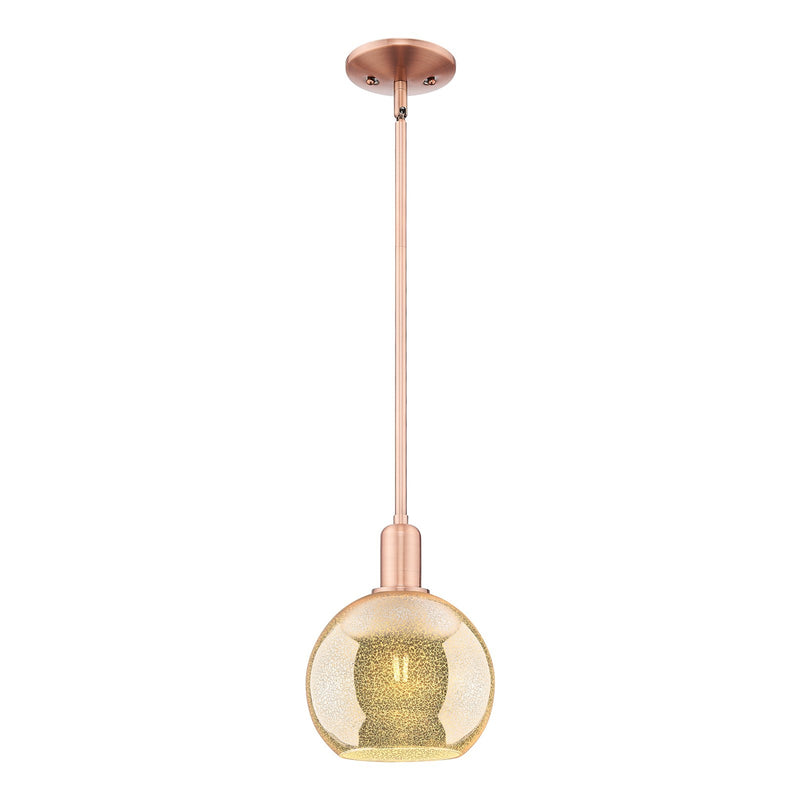 Innovations Athens 8in 1-Light Mini Pendant | Industrial Antique Copper and Mercury Glass | Kitchen Island & Dining Room | 8 x 8 | Model 716-1S-AC-G128-8
