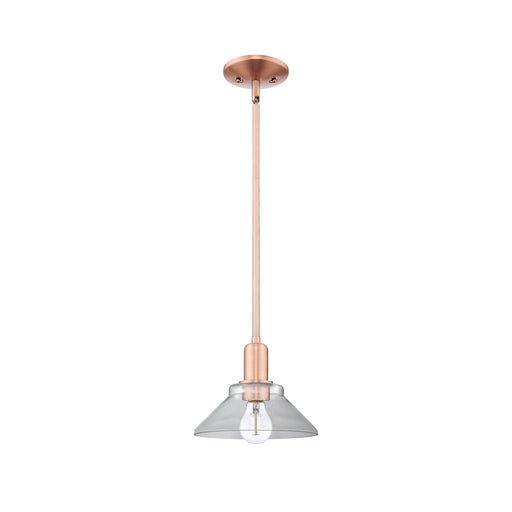 Innovations Orwell 8in 1-Light Mini Pendant | Industrial Antique Copper and Clear Glass | Kitchen Island & Dining Room | 8.38 x | Model 716-1S-AC-G132