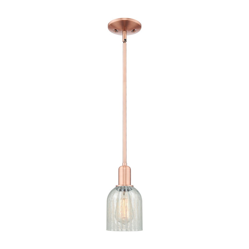 Innovations Caledonia 5in 1-Light Mini Pendant | Industrial Antique Copper and Mouchette Glass | Kitchen Island | 5 x 5 x 9.62 in | Model 716-1S-AC-G2511