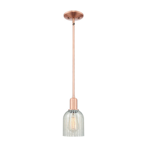 Innovations Caledonia 5in 1-Light Mini Pendant | Industrial Antique Copper and Mouchette Glass | Kitchen Island | 5 x 5 x 9.62 in | Model 716-1S-AC-G2511