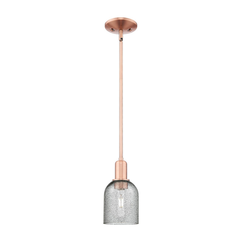 Innovations Caledonia 5in 1-Light Mini Pendant | Industrial Antique Copper and Charcoal Glass | Kitchen Island & Dining Room | 5 x | Model 716-1S-AC-G257