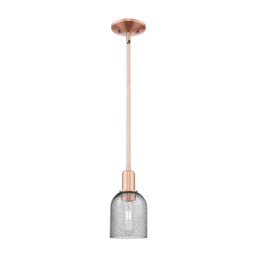 Innovations Caledonia 5in 1-Light Mini Pendant | Industrial Antique Copper and Charcoal Glass | Kitchen Island & Dining Room | 5 x | Model 716-1S-AC-G257