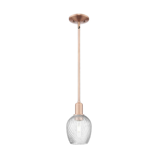 Innovations Salina 1-Light Mini Pendant | Industrial Antique Copper Steel and Clear Spiral Fluted Glass | Kitchen Island & Dining | Model 716-1S-AC-G292