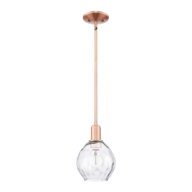 Innovations Waverly 6in 1-Light Mini Pendant | Industrial Antique Copper and Clear Glass | Kitchen Island | 6 x 6 x 9 in | Model 716-1S-AC-G362