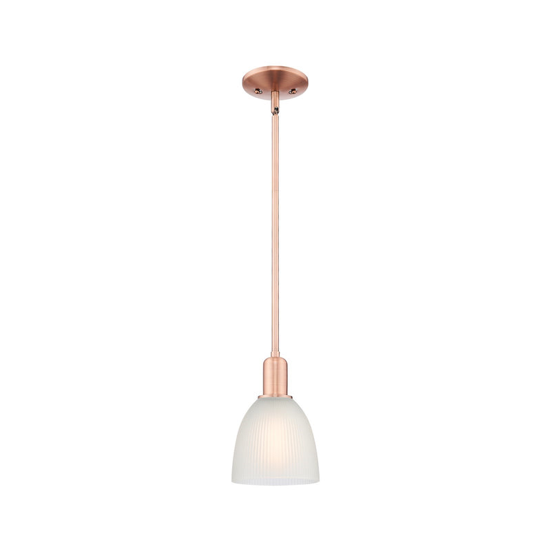 Innovations Castile 6in 1-Light Mini Pendant | Industrial Antique Copper Steel and White Glass | Kitchen Island & Dining Room | 6 x | Model 716-1S-AC-G381
