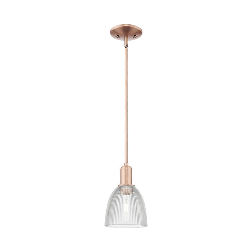 Innovations Castile 6in 1-Light Mini Pendant | Industrial Antique Copper Steel and Clear Glass | Kitchen Island & Dining Room | Model 716-1S-AC-G382