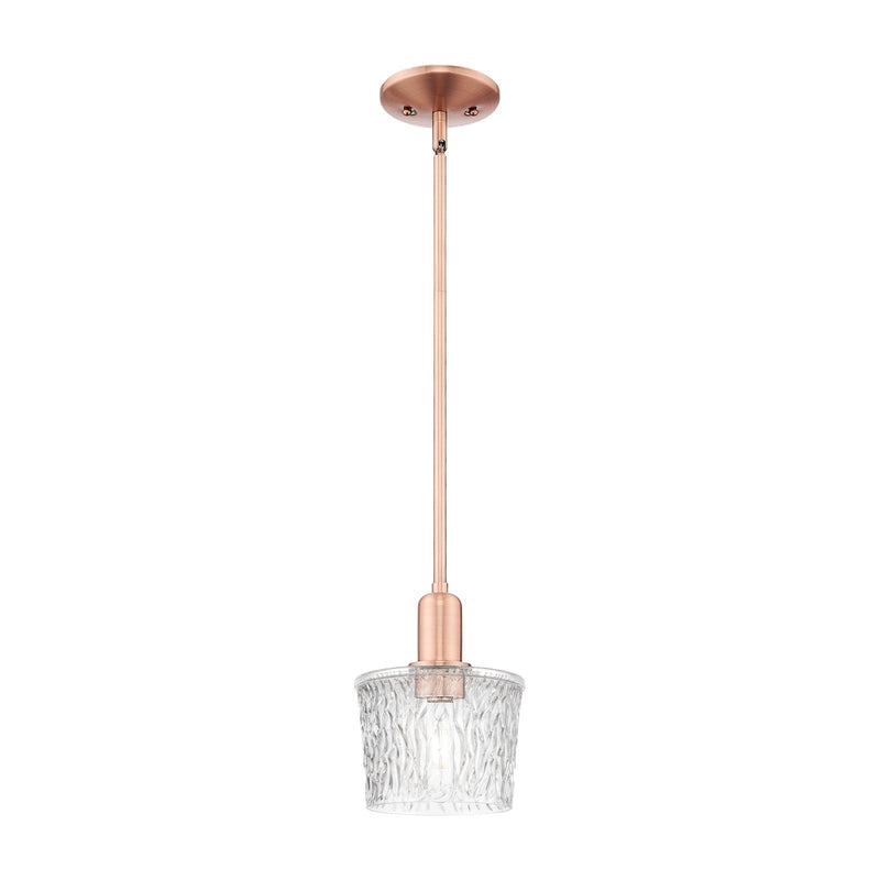 Innovations Niagara 6.5in 1-Light Mini Pendant | Industrial Antique Copper Steel and Clear Textured Glass | Kitchen Island & Dining | Model 716-1S-AC-G402