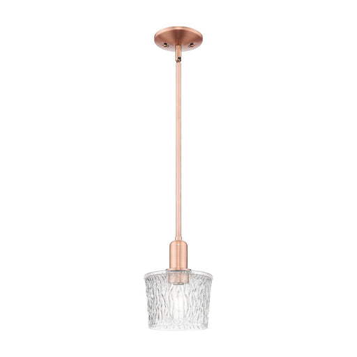 Innovations Niagara 6.5in 1-Light Mini Pendant | Industrial Antique Copper Steel and Clear Textured Glass | Kitchen Island & Dining | Model 716-1S-AC-G402