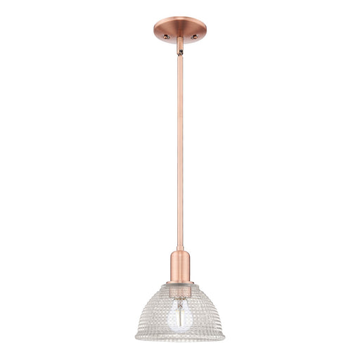 Innovations Arietta 8in 1-Light Mini Pendant | Industrial Antique Copper Steel and Clear Glass | Kitchen Island & Dining Room | 8 x | Model 716-1S-AC-G422