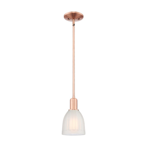 Innovations Brookfield 6in 1-Light Mini Pendant | Industrial Antique Copper and White Frosted Ribbed Glass | Kitchen Island & | Model 716-1S-AC-G441