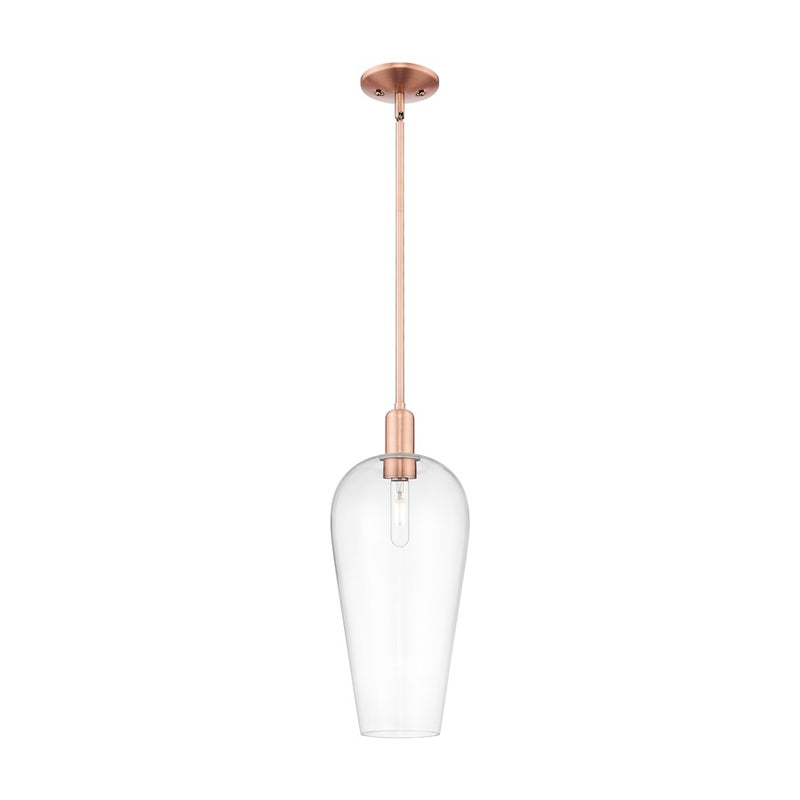 Innovations Chelsea 1Lt 8" Stem Mini Pendant, Copper/Clear - 716-1S-AC-G456-8CL