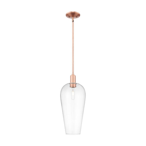 Innovations Chelsea 1Lt 8" Stem Mini Pendant, Copper/Clear - 716-1S-AC-G456-8CL