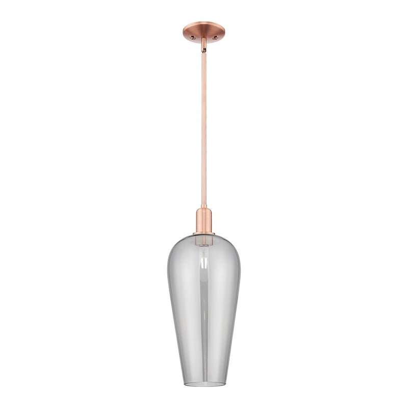 Innovations Chelsea 1Lt 8" Stem Mini Pendant, Copper/Smoke - 716-1S-AC-G456-8SM