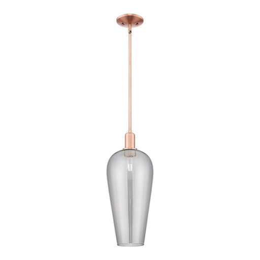 Innovations Chelsea 1Lt 8" Stem Mini Pendant, Copper/Smoke - 716-1S-AC-G456-8SM