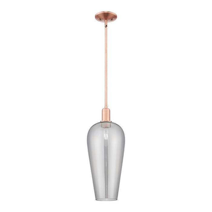 Innovations Chelsea 1Lt 8" Stem Mini Pendant, Copper/Smoke - 716-1S-AC-G456-8SM