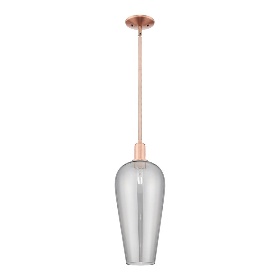Innovations Chelsea 1Lt 8" Stem Mini Pendant, Copper/Smoke - 716-1S-AC-G456-8SM