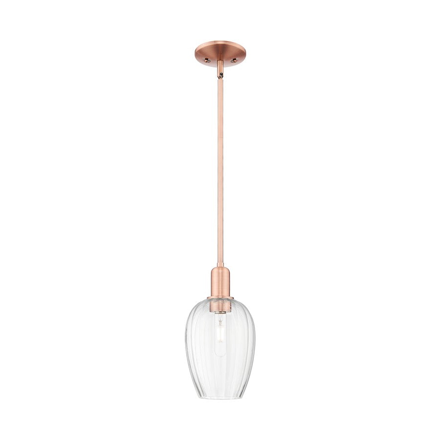 Innovations Preston 1Lt 6" Flute Stem Mini Pendant, CP/CL - 716-1S-AC-G457-6CL