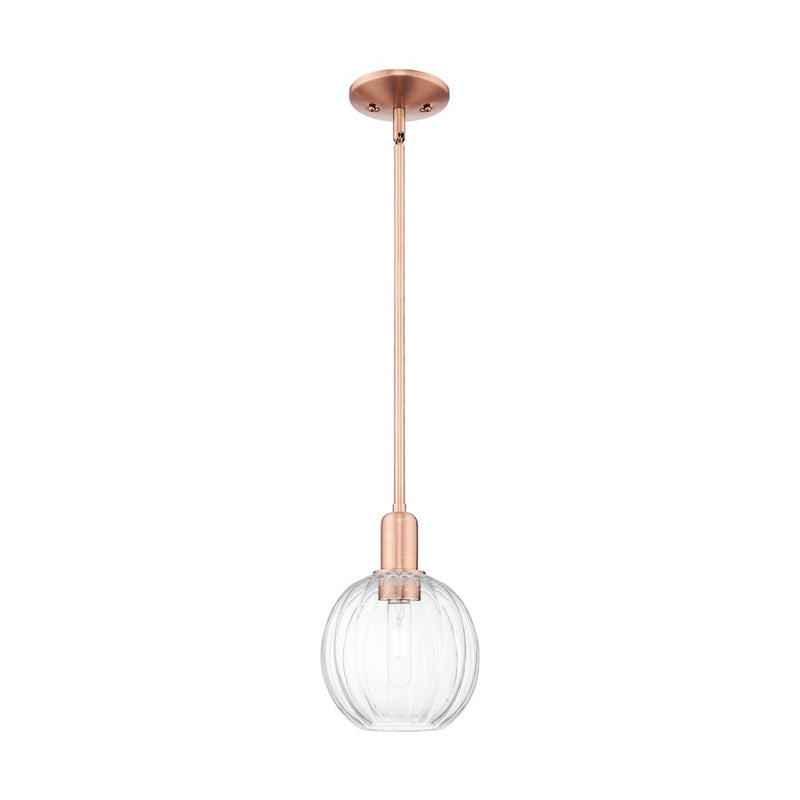 Innovations Preston 1Lt 7" Globe Stem Mini Pendant, CP/CL - 716-1S-AC-G458-7CL