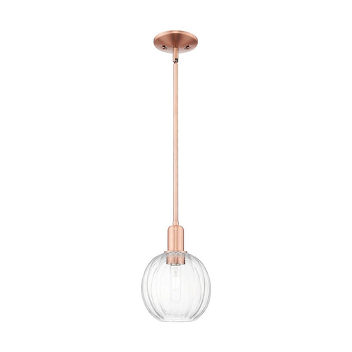 Innovations Preston 1Lt 7" Globe Stem Mini Pendant, CP/CL - 716-1S-AC-G458-7CL