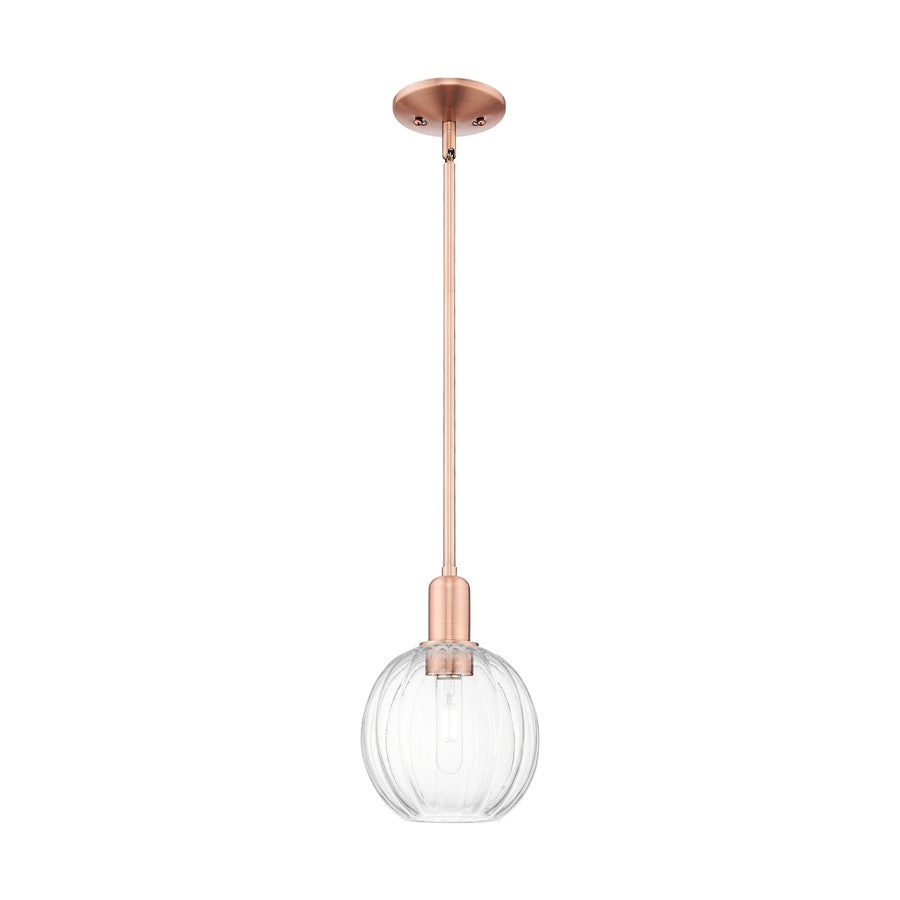 Innovations Preston 1Lt 7" Globe Stem Mini Pendant, CP/CL - 716-1S-AC-G458-7CL