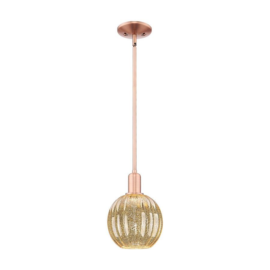 Innovations Preston 1Lt 7" Globe Stem Mini Pendant, CP/MC - 716-1S-AC-G458-7ME