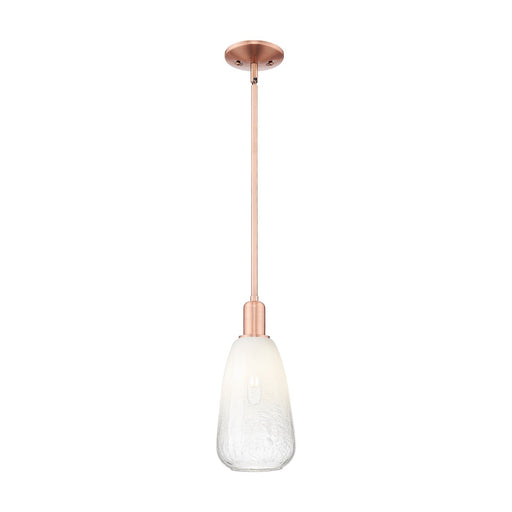 Innovations Brookhaven Almond 6in 1-Light Mini Pendant | Industrial Antique Copper Steel and Opal Glass | Kitchen Island & | Model 716-1S-AC-G480-6OP