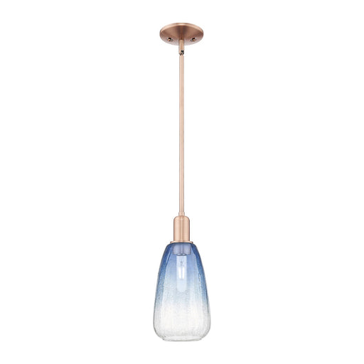 Innovations Brookhaven Almond 6in 1-Light Mini Pendant | Industrial Antique Copper Steel and Sapphire Blue Glass | Kitchen | Model 716-1S-AC-G480-6SB