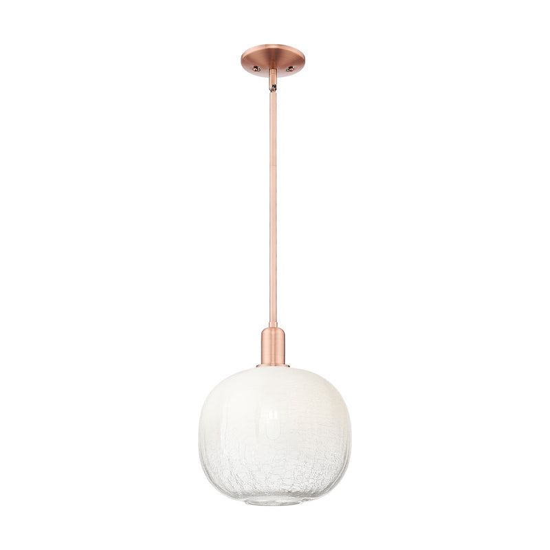 Innovations Brookhaven Sphere 10.5in 1-Light Mini Pendant | Industrial Antique Copper Steel and Opal Glass | Kitchen Island & | Model 716-1S-AC-G481-10OP