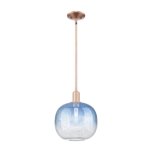 Innovations Brookhaven Sphere 10.5in 1-Light Mini Pendant | Industrial Antique Copper and Sapphire Blue Glass | Kitchen Island | Model 716-1S-AC-G481-10SB