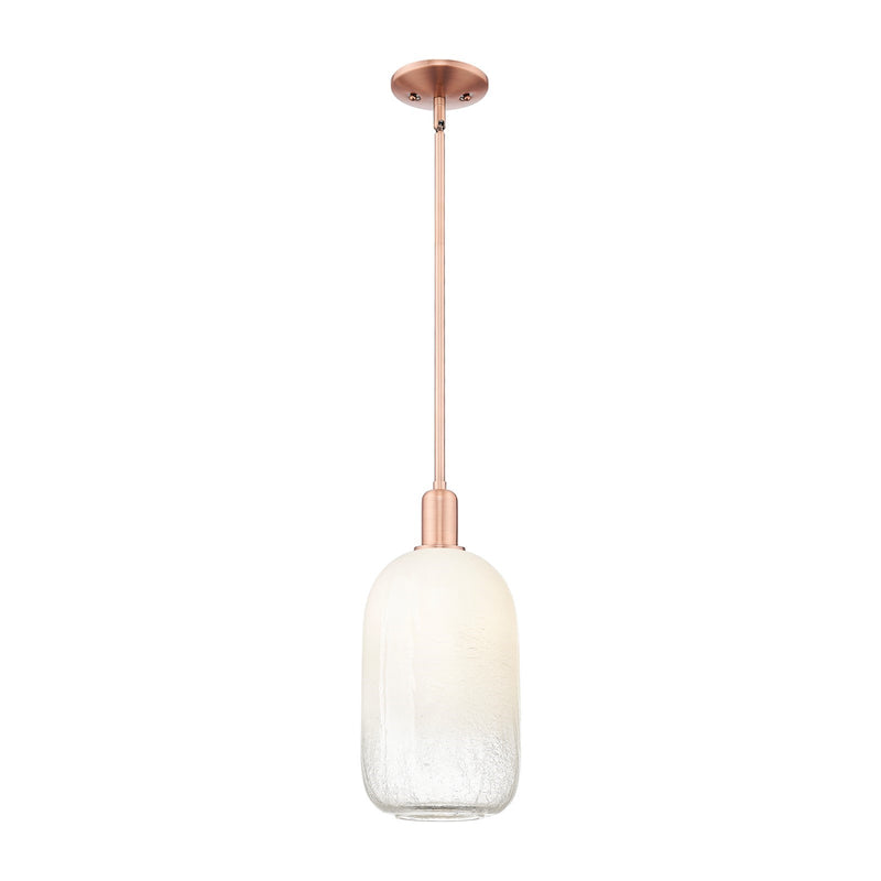 Innovations Brookhaven Cloche 7in 1-Light Mini Pendant | Industrial Antique Copper Steel and Opal Glass | Kitchen Island & | Model 716-1S-AC-G482-7OP
