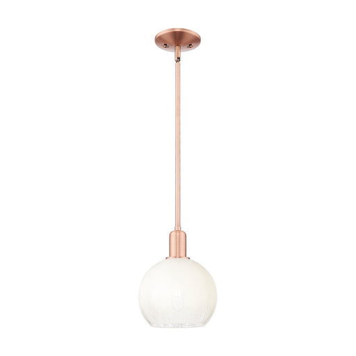 Innovations Brookhaven Globe 8in 1-Light Mini Pendant | Industrial Antique Copper Steel and Opal Glass | Kitchen Island & | Model 716-1S-AC-G483-8OP