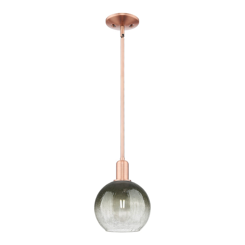 Innovations Brookhaven Globe 8in 1-Light Mini Pendant | Industrial Antique Copper Steel and Slate Glass | Kitchen Island & | Model 716-1S-AC-G483-8SL