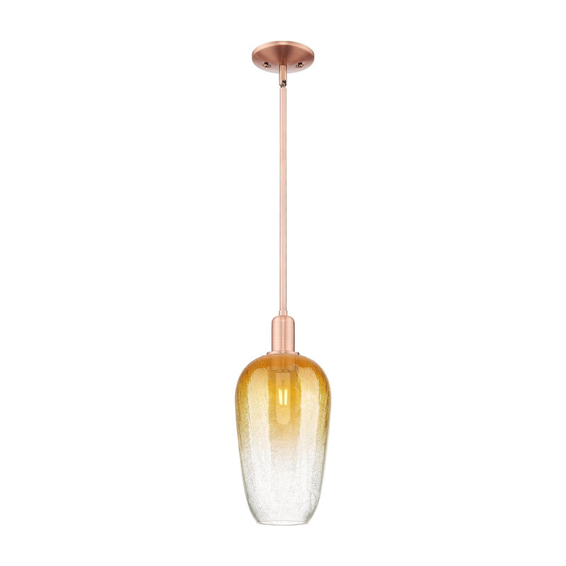 Innovations Brookhaven Flute 7in 1-Light Mini Pendant | Industrial Antique Copper Steel and Amber Glass | Kitchen Island & | Model 716-1S-AC-G484-7AM