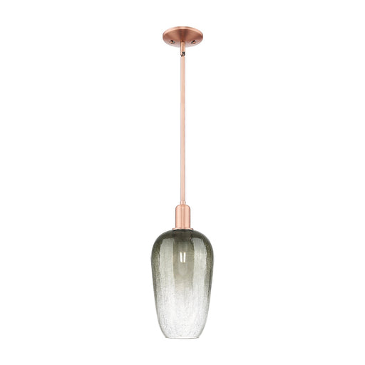 Innovations Brookhaven Flute 7in 1-Light Mini Pendant | Industrial Antique Copper Steel and Slate Glass | Kitchen Island & | Model 716-1S-AC-G484-7SL