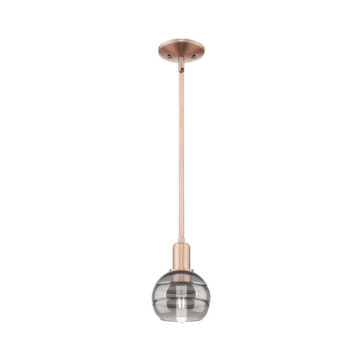 Innovations Rochester 6in 1-Light Mini Pendant | Industrial Antique Copper and Light Smoke Glass | Kitchen Island & Dining Room | Model 716-1S-AC-G556-6SM