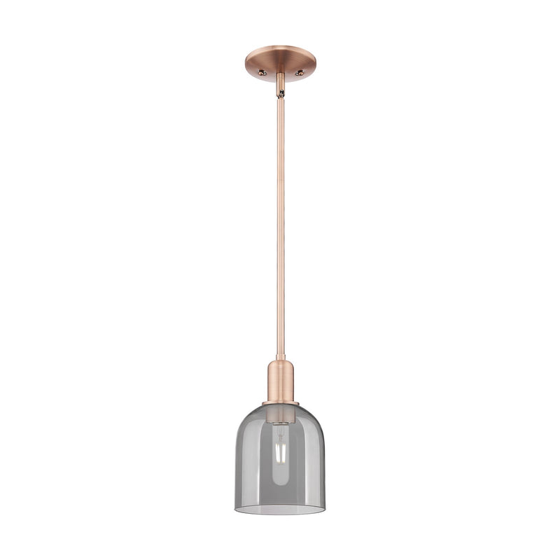 Innovations Bella 6in 1-Light Mini Pendant | Industrial Antique Copper and Light Smoke Glass | Kitchen Island | 5.5 x 5.5 x | Model 716-1S-AC-G558-6SM