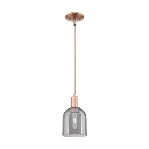 Innovations Bella 6in 1-Light Mini Pendant | Industrial Antique Copper and Light Smoke Glass | Kitchen Island | 5.5 x 5.5 x | Model 716-1S-AC-G558-6SM
