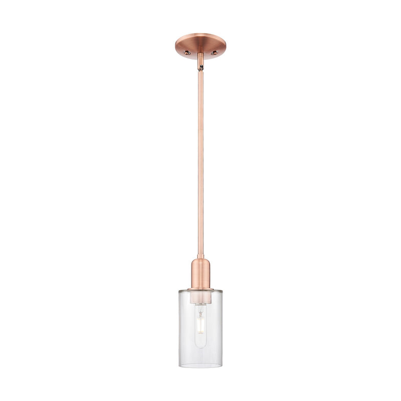Innovations Clymer 4in 1-Light Mini Pendant | Industrial Antique Copper Steel and Clear Glass | Kitchen Island & Dining Room | 3.88 | Model 716-1S-AC-G802