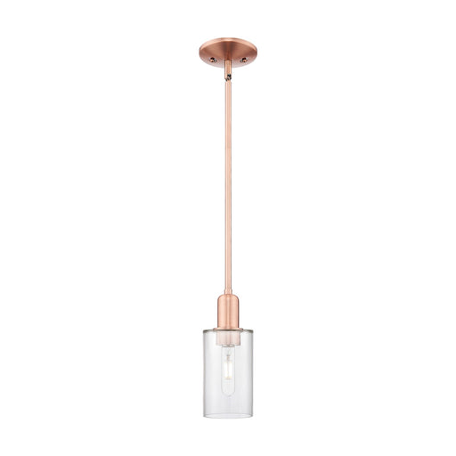 Innovations Clymer 4in 1-Light Mini Pendant | Industrial Antique Copper Steel and Clear Glass | Kitchen Island & Dining Room | 3.88 | Model 716-1S-AC-G802