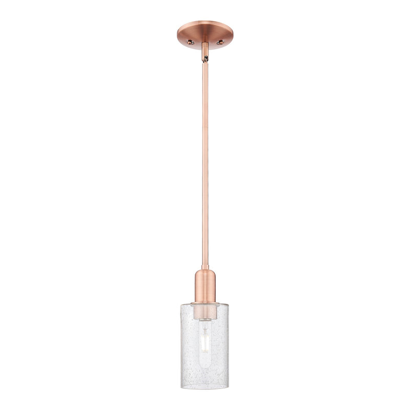 Innovations Clymer 4in 1-Light Mini Pendant | Industrial Antique Copper Steel and Seedy Glass | Kitchen Island & Breakfast Nook | Model 716-1S-AC-G804