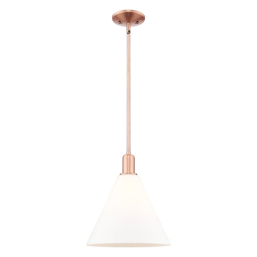 Innovations Berkshire Glass 12in 1-Light Mini Pendant | Industrial Antique Copper and Matte White Glass | Kitchen Island & | Model 716-1S-AC-GBC-121